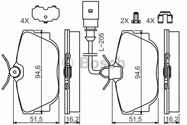 Set placute frana,frana disc VW TRANSPORTER IV bus (70XB, 70XC, 7DB, 7DW, 7DK) (1990 - 2003) BOSCH 0 986 494 619