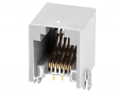 Conector RJ12 Soclu 6 PIN cu Contacte din Bronz-Fosfor Aurit THT foto