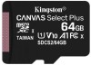 Card Memorie Kingston MicroSDXC 64GB Select Plus Clasa 10 UHS-I V10, 100MB/s