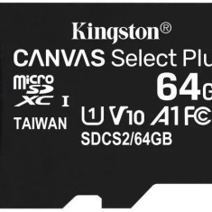 Card de Memorie MicroSDXC Kingston, 64GB, Select Plus, Clasa 10