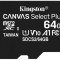 Card de Memorie MicroSDXC Kingston, 64GB, Select Plus, Clasa 10
