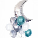 Set 9 baloane Luna - Argintiu si Albastru, Oem