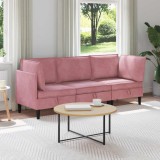 vidaXL Set de mobilier pentru living cu pernă 3 pcs Roz Catifea 3413743