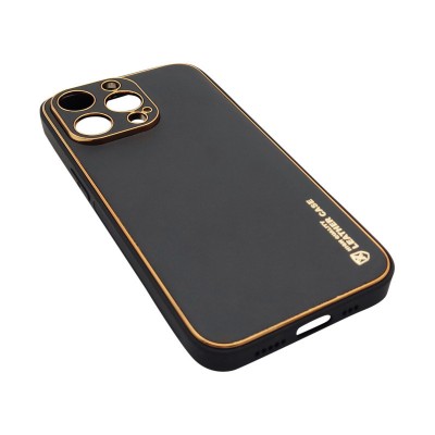 Husa compatibila cu iPhone 14, Piele ecologica, Full protection, Negru foto