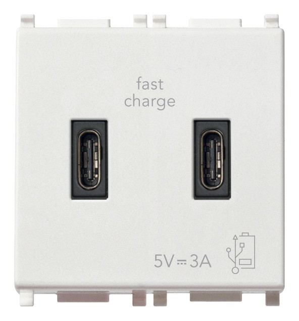 Priza USB tip C dubla 5V 3A 1M Vimar Plana alb 14295.CC