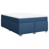 Cumpara ieftin Pat continental cu saltea, albastru, 160x200cm, material textil
