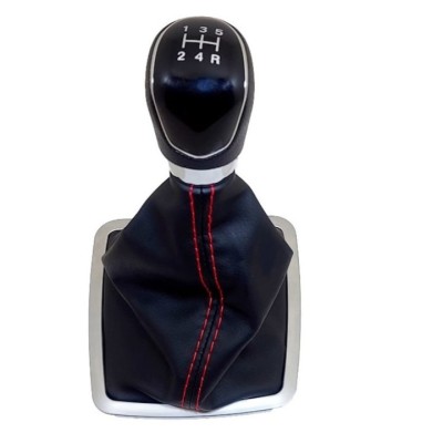 Nuca cu manson Ventoo&amp;Acirc;&amp;reg;, pentru schimbator de viteze compatibil cu Ford Focus MK2 facelift, C-Max, 5 viteze negru cu ata rosie foto