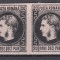ROMANIA 1867 LP 20 c REGELE CAROL I CU FAVORITI 20 PARALE HARTIE SUBTIRE NEGRU/HARTIE ROZ PERECHE ORIZONTALA LIPSA GUMA