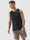 Tank top regular de antrenament din material reciclat pentru bărbați - negru profund, 4F Sportswear