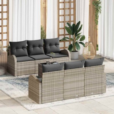 vidaXL Set de canapele pentru grădină 7 pcs Gri deschis și gri &amp;icirc;nchis 3354601 foto