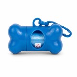 Dispenser Pungi Igienice pentru C&acirc;ini, Formă de Os, cu Clemă, Albastru