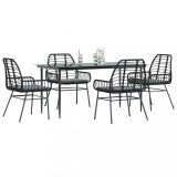 Gossi set de sufragerie de gradina 5 piese neagra sticla poly rattan