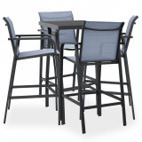 Set mobilier de bar pentru gradina, 5 piese, negru si gri GartenMobel Dekor, vidaXL