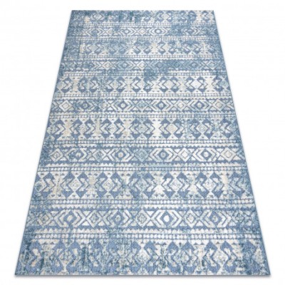 Covor Structural SOLE D3732 Aztec, caro - țesute plate albastru / bej, 120x170 cm foto