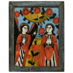 Icoană pe glajă &bdquo;Buna Vestire&rdquo;, atelier din Nicula, sec. XIX