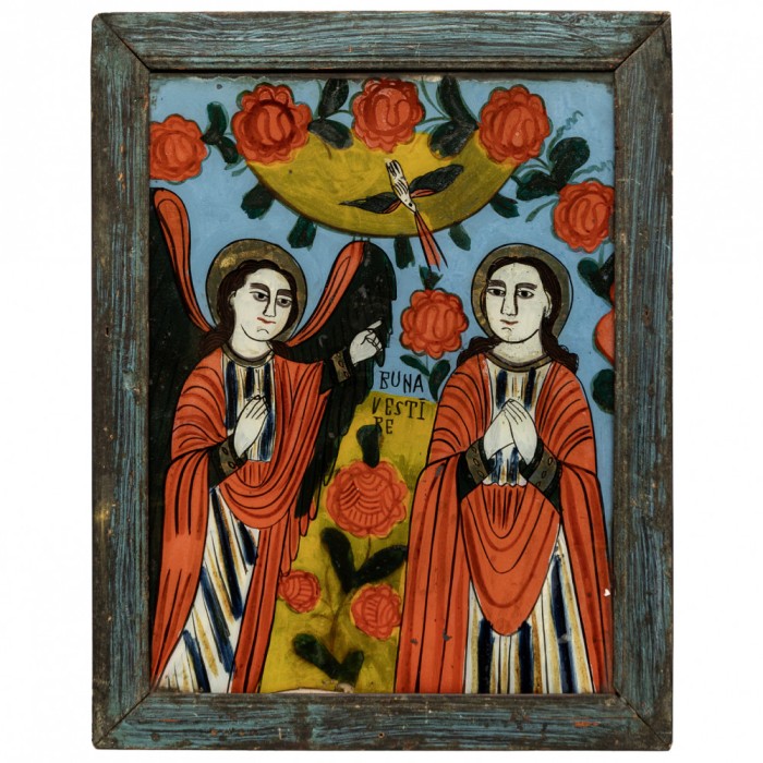 Icoană pe glajă &bdquo;Buna Vestire&rdquo;, atelier din Nicula, sec. XIX