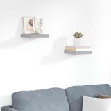 vidaXL Rafturi Perete Suspendate Gri 23x23.5x3.8 cm MDF Set 2 Bucati Polite Decor Interior