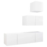 Cumpara ieftin Set dulapuri TV, 4 piese, alb, lemn prelucrat