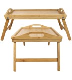 Tava pliabila din bambus pentru servire in pat