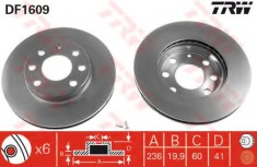 Disc frana OPEL ASTRA F Hatchback (53, 54, 58, 59) (1991 - 1998) TRW DF1609