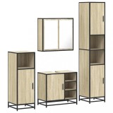 Cumpara ieftin Set de mobilier de baie din 4 piese din lemn de stejar Sonoma