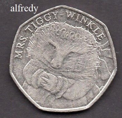 Anglia Marea Britanie 2016 50 Pence, Comemorativa, Mrs. Tiggy Winkle foto