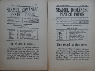 Neamul romanesc pentru popor, director Nicolae Iorga, 1915, 4 numere foto