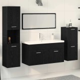 Set de mobilier pentru baie 4 piese lemn ingineresc stejar negru
