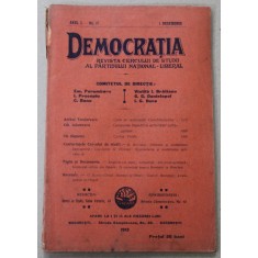 DEMOCRATIA , REVISTA CERCULUI DE STUDII AL PARTIDULUI NATIONAL - LIBERAL , ANUL I , No. 17 , 1 DECEMBRIE , 1913