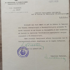 Document Arhiepiscopia Bucurestilor semnat de Patriarhul Nicodim Munteanu 1939