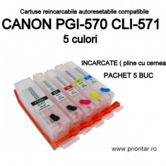 Cartuse reincarcabile pt CANON PGI570 CLI571 autoresetabile PGI-570 CLI-571