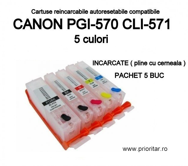 Cartuse reincarcabile pt CANON PGI570 CLI571 autoresetabile PGI-570 CLI-571
