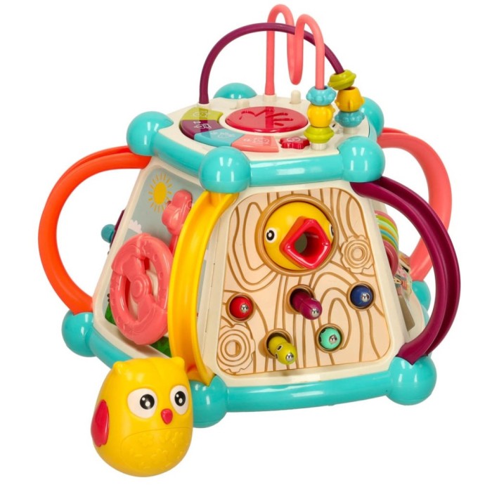 Jucarie educativa, tip cub, 7 in 1, functii multiple, plastic, 26 cm x 26 cm x 21 cm, multicolor