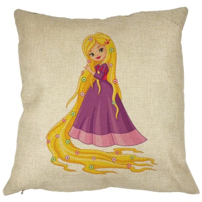 Perna Decorativa Patrata Printesa Rochie Mov, 40x40 cm, Husa Detasabila, Burduf foto