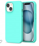 Husa silicon antisoc cu microfibra interior pentru Iphone 15 Turcoaz, Turquoise