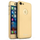 Husa de protectie pentru Apple iPhone 8, iPaky Pro Gold Original Case, acoperire completa 360 grade cu folie