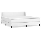 Cumpara ieftin Pat box spring cu saltea, alb, 160x200 cm, piele ecologica