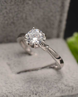 Inel romantic de logodna din argint cu zirconiu alb cod ARG370E foto