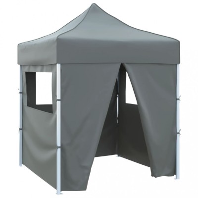 vidaXL Cort de petrecere pliabil cu 4 pereți, antracit, 2 x 2 m, oțel foto