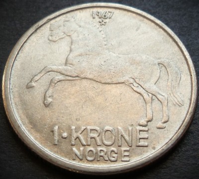 Moneda 1 COROANA - NORVEGIA, anul 1967 * cod 4335 foto