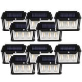 Set 10 x lampa solara de exterior cu 3 becuri NEXTLY, 3 moduri de functionare, senzori de miscare si lumina, stare de veghe, lumina calda, waterproof,