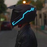 Cumpara ieftin Set 2 benzi LED pentru iluminare casca moto, culoare alba, telecomanda cu fir, alimentare baterii
