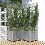 vidaXL Jardinieră de grădină cu spalier, gri deschis, 80x80x136 cm, PP