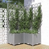 vidaXL Jardinieră de grădină cu spalier, gri deschis, 80x80x136 cm, PP 153276