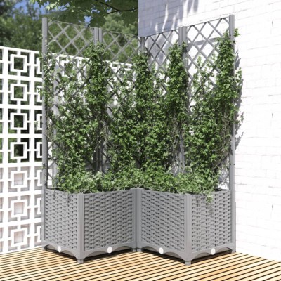 Gossi jardiniera de gradina cu spalier, gri deschis, 80x80x136 cm, pp foto