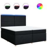 Cumpara ieftin Pat box spring cu saltea, negru, 200x200 cm, textil