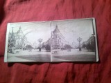 Fotografie Stereoscopica cca 1900 Anvers - Bulevardul si Gara