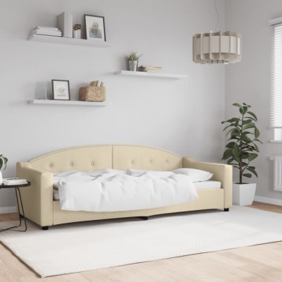 vidaXL Pat de zi, crem, 80x200 cm, material textil foto