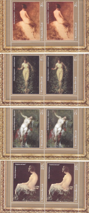 PICTURA NUDURI,GRIGORESCU,SET IN PERECHE,2019 MNH ** ROMANIA.