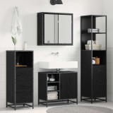 Cumpara ieftin Set de mobilier pentru baie 3 buc. Stejar Negru 65 x 33 x 60 cm